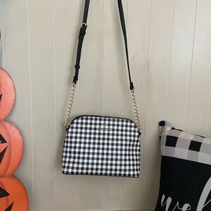 Nanette Lepore Black and White Gingham Crossbody Bag
